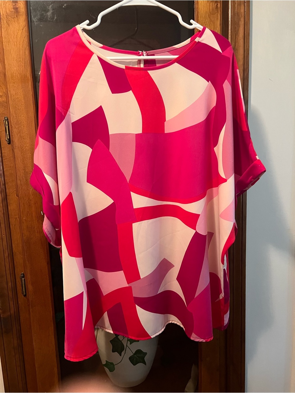 SHEIN Hot Pink & Light Pink Abstract Tunic Top